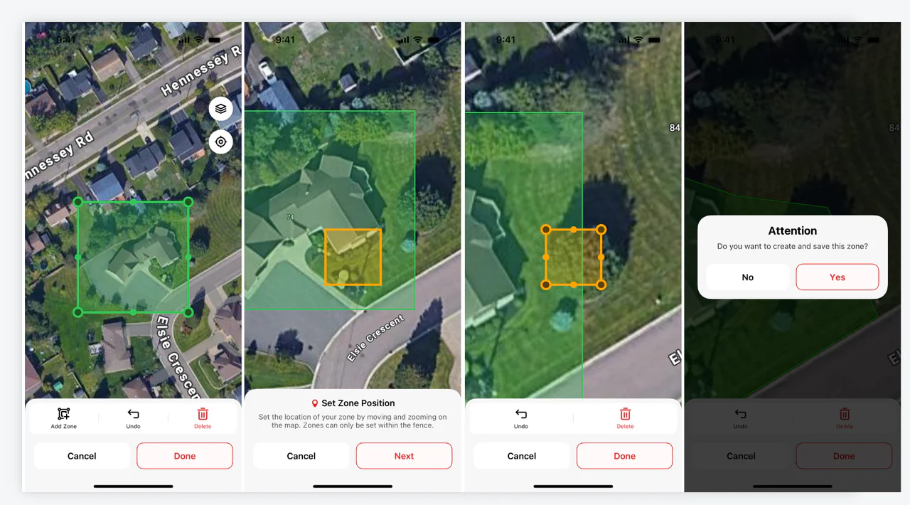 No-go zone setup in the PetVora app